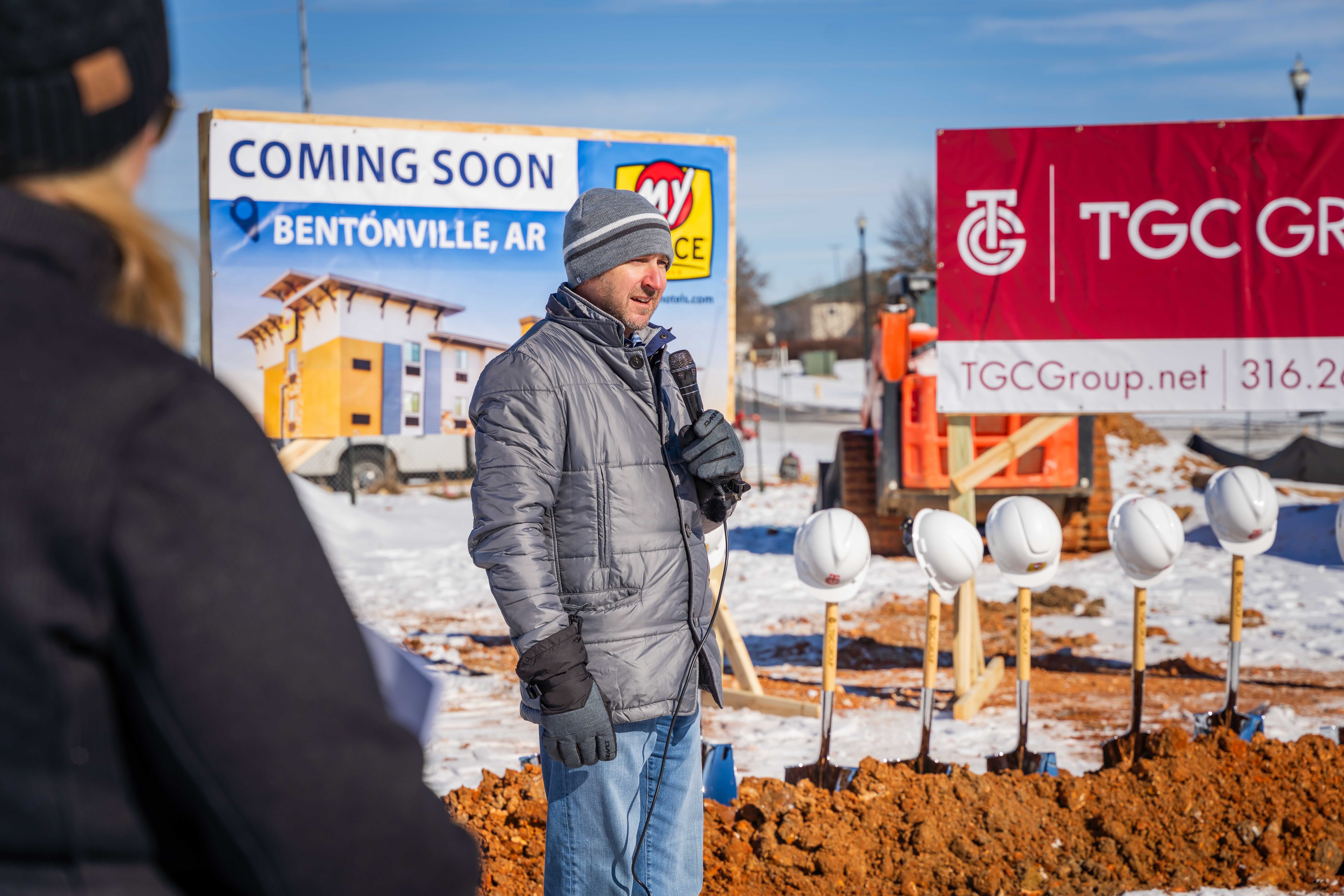 A man speaking at a groundbreaking