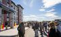 A crowd gathers outside the brand new hotel in Nampa, Idaho as part of the grand opening celebration.