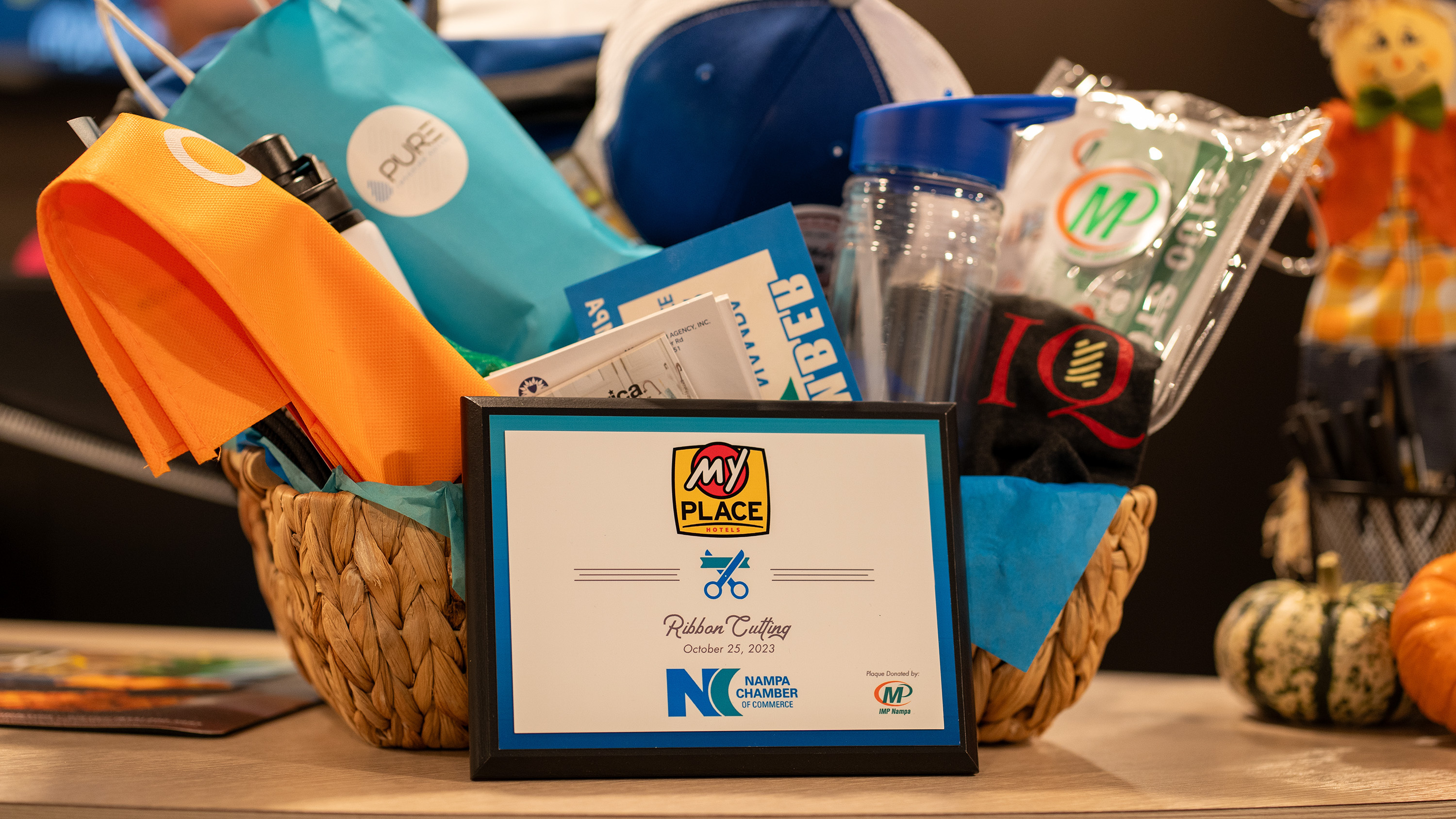 Gift basket containing Idaho items from the area Chamber of Commerce