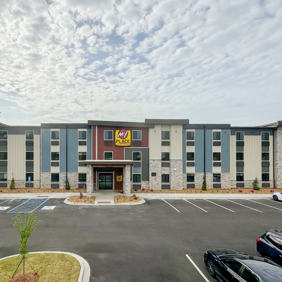 Pictured is the exterior of the new My Place hotel, located in Pooler Georgia.