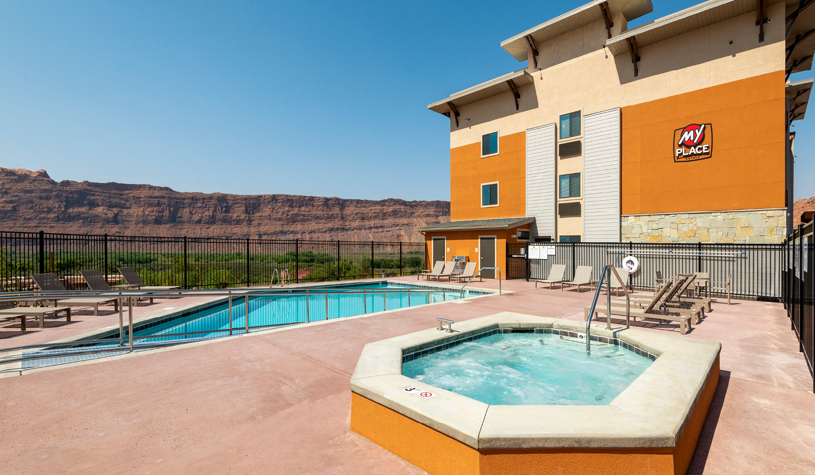 Exterior My Place Hotel-Moab, UT's exterior pool and hot tub.