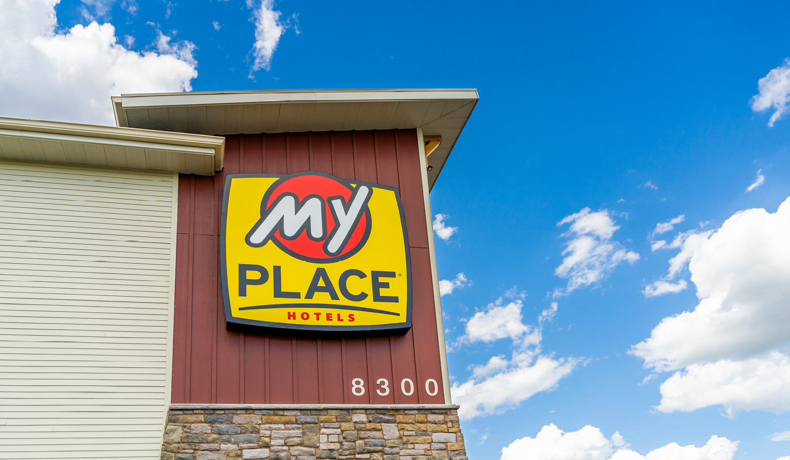 Exterior My Place Hotel-Vancouver, WA's logo sign.