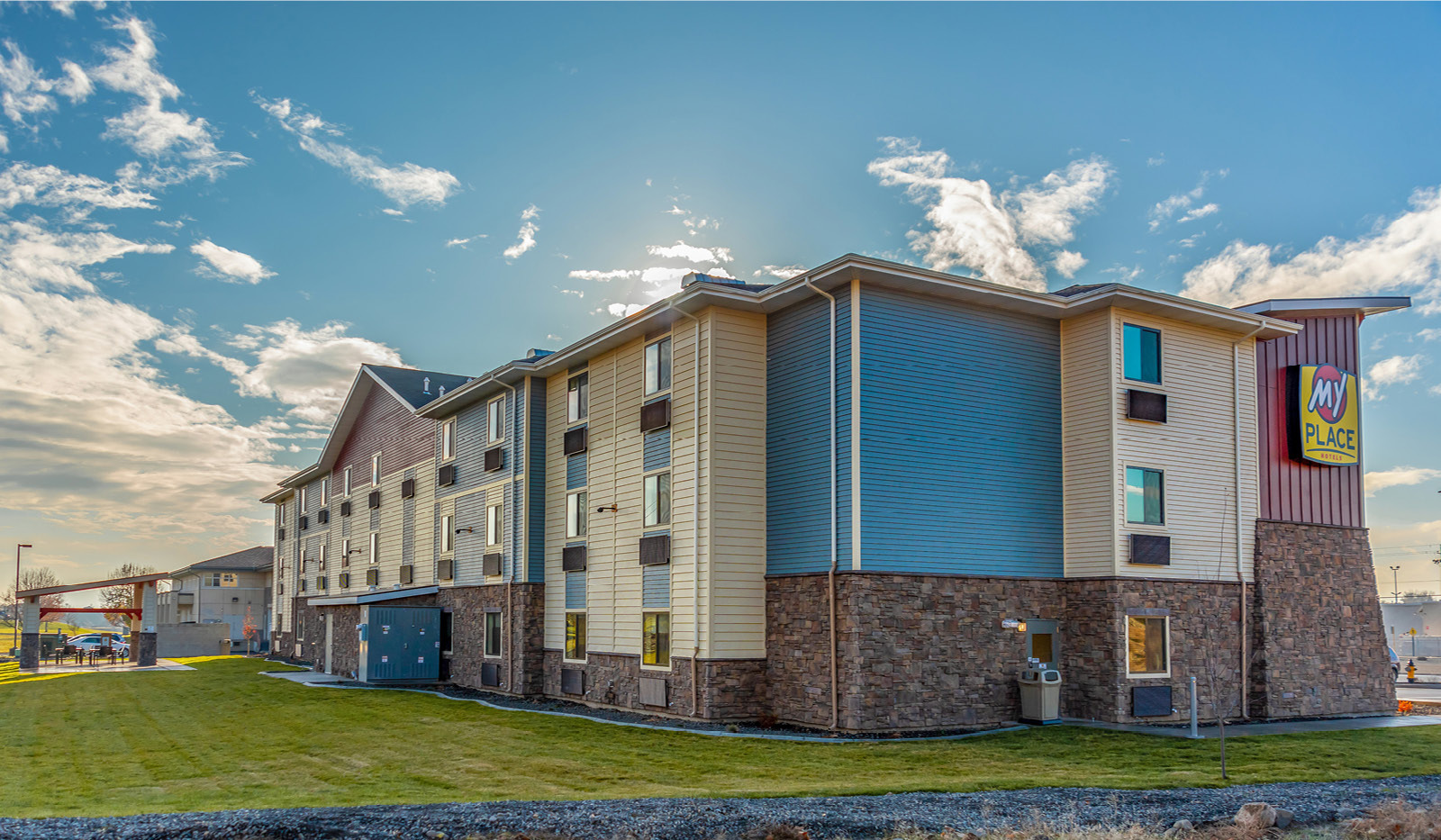 Wide exterior My Place Hotel-Yakima, WA.