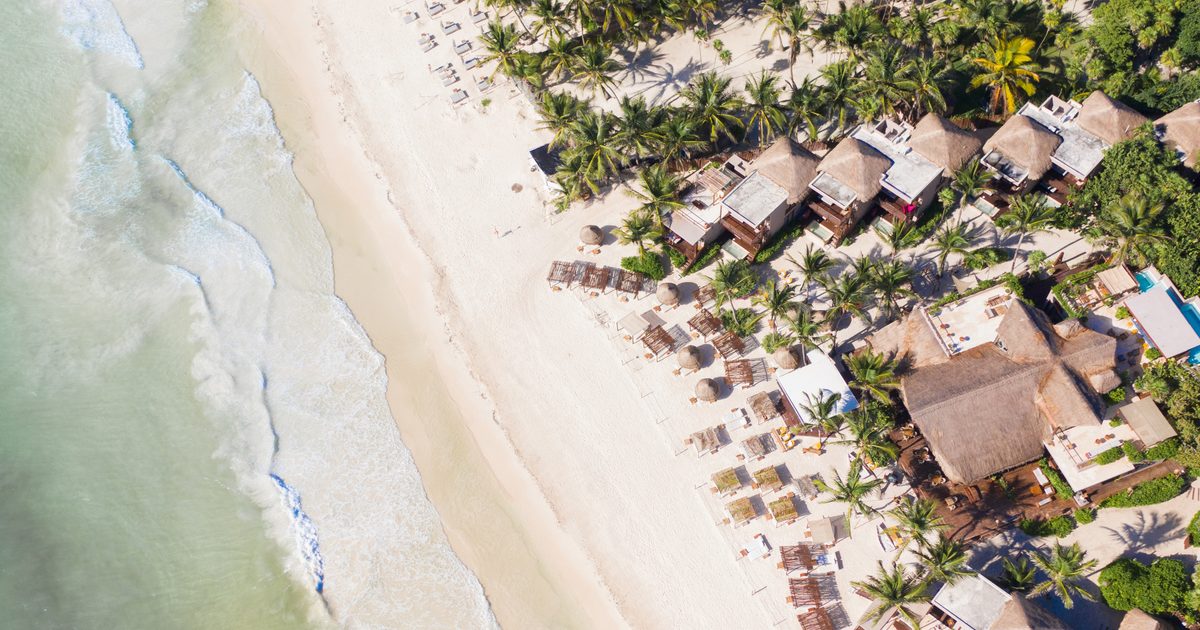 Aerial view of a beach front.