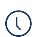 Dark blue outline of a clock