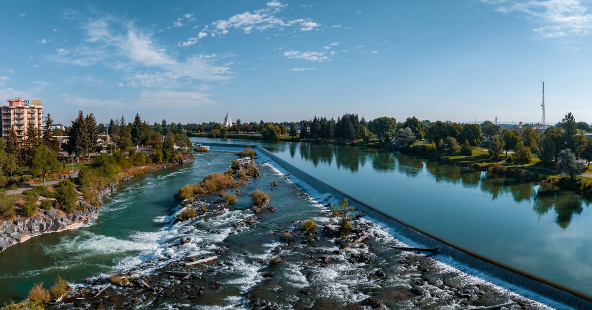 View of a river with trees on either side.