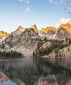 View of mountains and lake in Idaho