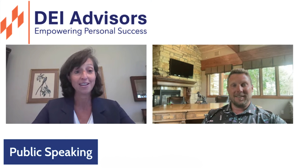 Rachel Humphrey conducting an interview with Ryan Rivett from their offices.