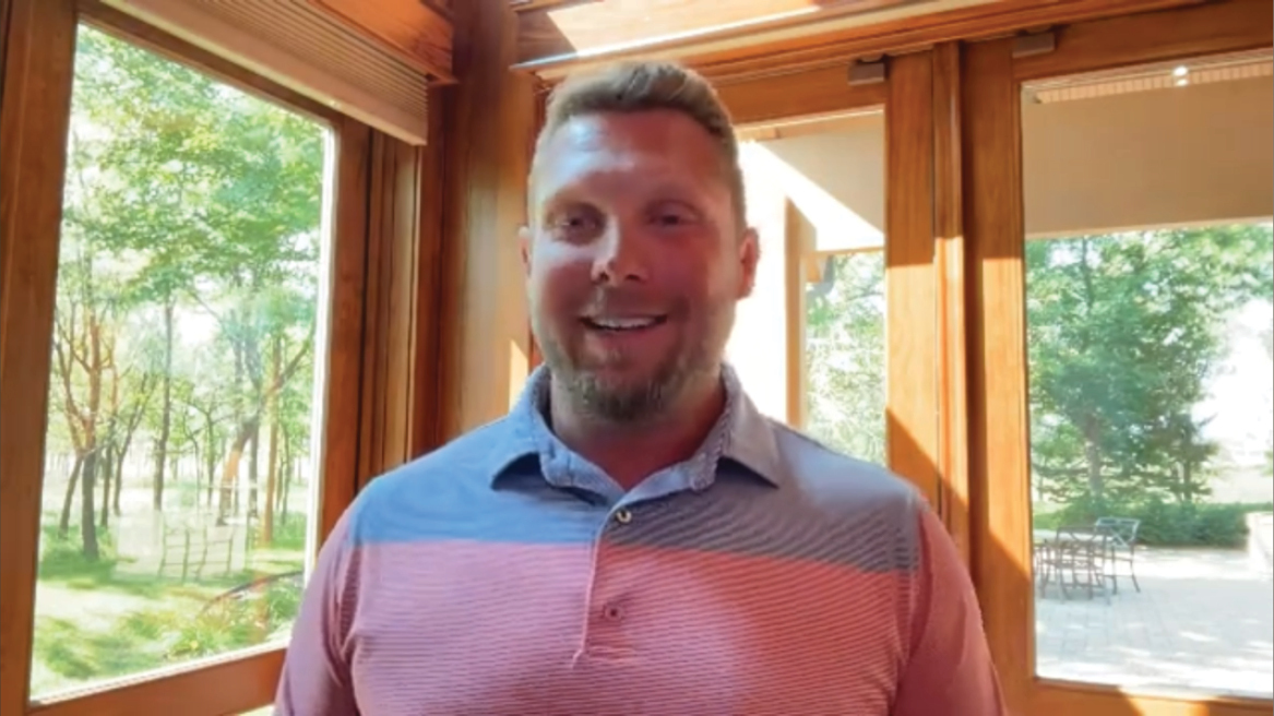 Ryan Rivett in his office waiting for the interview to begin.