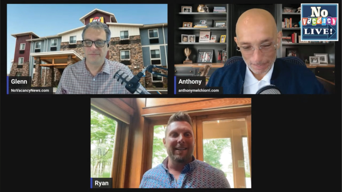 Ryan Rivett being interviewed by two interviewers over the internet.