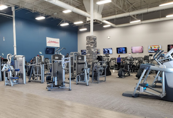 Interior view of gym equipment.